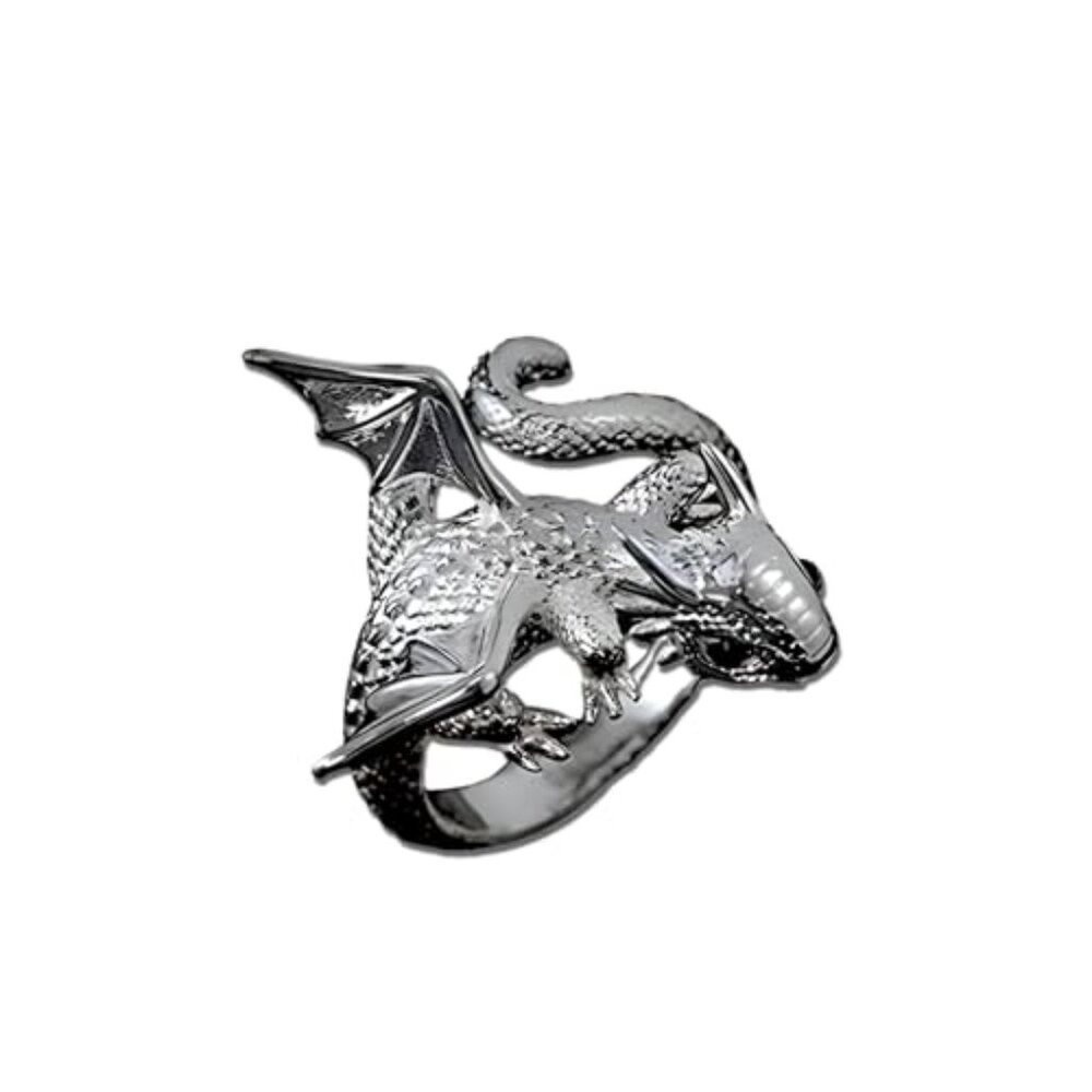 Silver Dragon Adjustable Ring Unique Fantasy Stat… - image 2